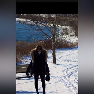 Black Mackage winter jacket with real fur from Aritzia